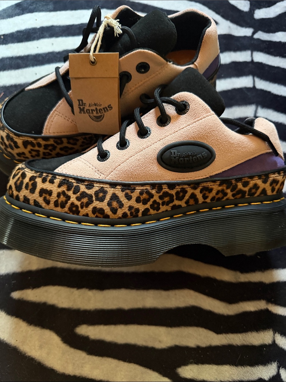 Dr. Martens  Black, Pink & Leopard-Print Platform creepers